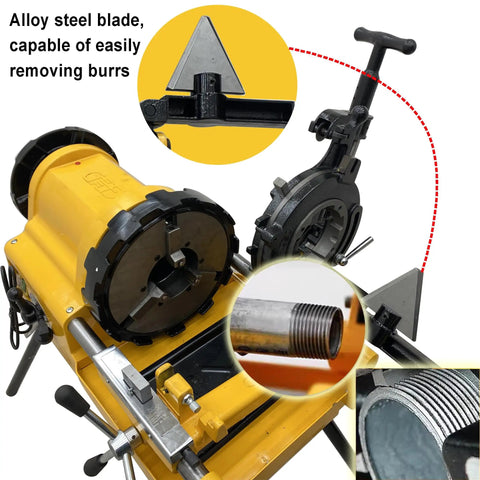 Built Tough Electric Pipe Threader Machine Half To Four Inch Range featuring durable alloy steel blade for clean threading.