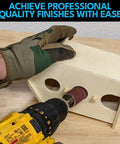 16 Piece Sanding Drum And Sleeve Set For Drill, Drill Press And Die Grinder Spindle Sander Attachment in use with wood panel