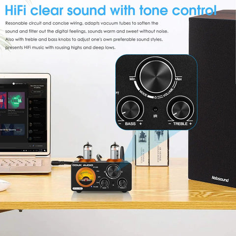 ST-01 Pro 200W Bluetooth Tube Amplifier With USB DAC Coaxial And Optical Inputs 2 Channel Vacuum Tube Power Amp With VU Meter