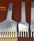 Three Piece 4Mm Leather Stitching Chisel Set With 2 Prong, 5 Prong, And 9 Prong Angled Hex Shaped Flat Head European Style Wavy