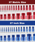 54 Piece Nut And Bolt Thread Checker Set With Inch And Metric Gauges For Tight Spaces Beefy Pro Grade Thread Gauge Kit To Identify Bolts And Nuts Great For Inspecting Fixed Bolts Or Threaded Holes In A Handy Tool Box, 27 metric and inch sizes