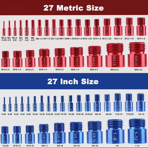 54 Piece Nut And Bolt Thread Checker Set With Inch And Metric Gauges For Tight Spaces Beefy Pro Grade Thread Gauge Kit To Identify Bolts And Nuts Great For Inspecting Fixed Bolts Or Threaded Holes In A Handy Tool Box, 27 metric and inch sizes