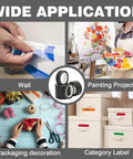 Wide application collage featuring Assorted Black Masking Tape Set With Four Widths 2 Inch 1 Inch 0.6 Inch And 0.24 Inch 132 Feet Total