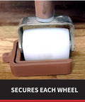 No Lift Wheel Stoppers For Rolling Furniture Bed And Furniture Stopper Keeps Your Bed From Sliding No Lifting Required Heavy Duty Caster Cups Solid Rubber 4 Pack Brown securing wheel on hardwood floor
