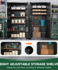 Built Tough Heavy Duty Metal Garage Storage Cabinet With Locking Doors And Adjustable Shelves, Rugged Steel Tool Cabinet For Home, Office, And Workshop, Moisture Resistant, 72 Inch Tall, Black, open shelves
