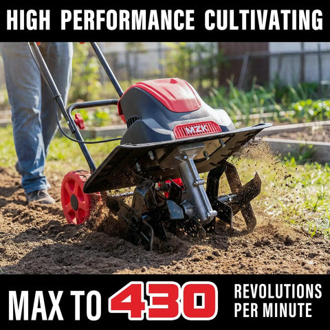 Powerful 16 Inch Corded Electric Tiller Cultivator With 13.5 Amp Motor, 8 Inch Till Depth, rust-resistant blades in garden