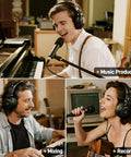 Musicians using Studio Monitor DJ Headphones With 50mm Drivers Closed-Back Over-Ear Wired Headset For Music Production Recording Podcast Guitar Amp Or Keyboard 3.5mm To 6.35mm Jack MH700 Black during music production, mixing, and recording in studio environment