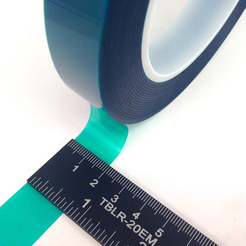 5 Roll High Temp Masking Tape Kit For Powder Coating Painting Hydrodip Sublimation Green Polyester Tape with ruler measuring width