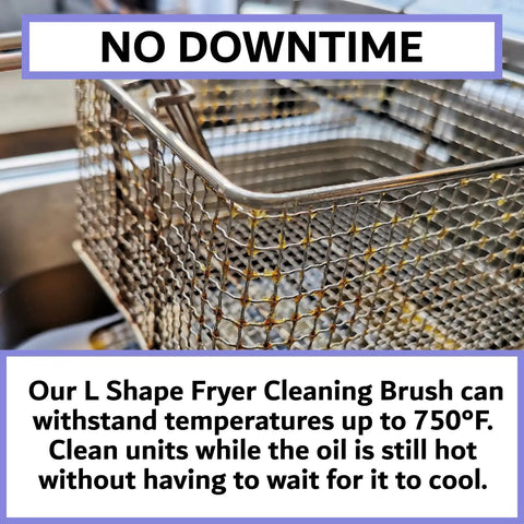 Deep Fryer Cleaning Brush L Shaped High Temp Commercial Kitchen Tool With Heavy Duty Brass Bristles Heat Resistant Up To 750F