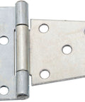 Extra Heavy Duty Gate Hinges Zinc Plated 2 pack for wood steel and vinyl gates, showing one T hinge with weather-resistant finish
