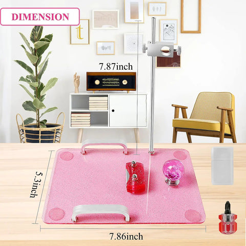 Cup Edging Tool With Replacement Blades, Edger Trimmer For Custom Tumblers on glitter pink mat with crystal ball handle.