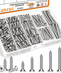 Heavy Duty 304 Stainless Steel Screws Assortment Kit With Flat Head Wood Screws for DIY repairs in a 210-piece organized box.