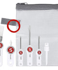 7 Piece Sewing Machine Maintenance Tool Kit With Needle Inserter, Angled Lint Brush, Threader And 3 Screwdrivers, Universal Compatibility, Handy Storage Pouch, Quick Home Sewing Repairs For Any Project displayed