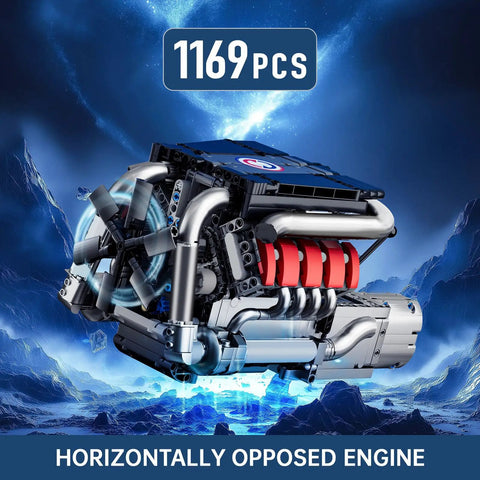V8 Engine Model Kit For Adults With 1169 Pieces STEM Building Set, Working Transmission, Realistic Blade Rotation, And 4 Speed Gear System For True Gearhead Drivetrain Practice, 1169 pcs