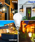 Dusk To Dawn Outdoor LED Bulbs With Built In Photocell Sensor, No Wiring Needed, 13W 100W Equivalent, E26 Base, 3000K Warm White, 6 Pack