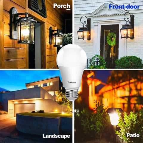 Dusk To Dawn Outdoor LED Bulbs With Built In Photocell Sensor, No Wiring Needed, 13W 100W Equivalent, E26 Base, 3000K Warm White, 6 Pack