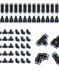 Get This Awesome QITUO 60 Pc Air Fitting Kit With Fast Push To Connect Design For Compressors And Pneumatic Tools In 8 Sizes Including 1/4 inch And Metric Options To Make Your Job Much Easier. black brass plastic push-to-connect air fittings set, straight, tee, elbow, and union styles