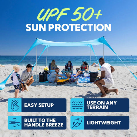 Beach Tent Sun Shelter UPF50 Plus Easy Pop Up Canopy For Beach Camping Fishing And Park Picnics With Family On Beach