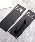 Two Sets 12 Inch Stainless Steel Door Handles For Wall Mounted Push Pull Plates With Screws, Rust Resistant And Durable Black Finish