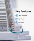 66 Block Bridging Clips, 100 Pack Tin Plated Phosphor Bronze installed in 66 blocks showing side view and key features.