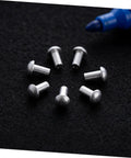 Two Hundred Aluminum Brazier Head Rivets M5x10 Millimeters With A Sleek Silver Dome Shape Loaded With Badass Strength for Quick Boot Repair.