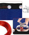 164 Ft Above Ground Pool Cover Cable And Winch Kit with easy to use ratchet winch shown securing a blue pool cover