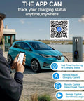Man using smartphone app to monitor Type 2 EV Charging Cable 5M With Adjustable Current 6A To 32A 7.2KW with electric car