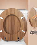 Round Toilet Seat Made From Molded Wood With Zinc Alloy Hinges For No Fuss Quick Install And Easy Cleaning Anti Pinch Design