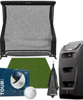 Launch Pro Edition Golf Launch Monitor Bundle With GPS Course Overview And Camera Based Measurement setup with accessories.