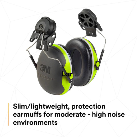 X Series Cap Style Hard Hat Attached Earmuffs With NRR 25 Decibel Hearing Protection For Construction And Sanding On The Job Site