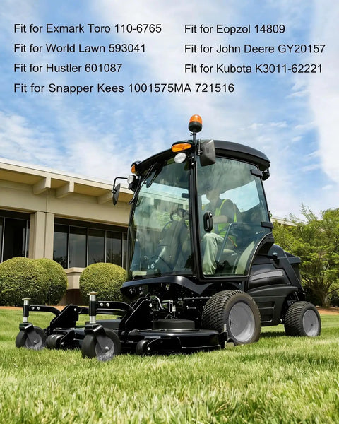 Lawn mower compatible with Snapper 1001575MA 721516, showing enclosed cab and mowing deck on grass.