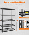Beefy 5 Tier Garage Shelving Unit With 2500 Lbs Capacity, Heavy Duty Metal Storage Racks For Garage Basement And Workshop, 48 Inch L By 24 Inch D By 72 Inch H, Adjustable Utility Shelving For Maximum Organization. boltless assembly