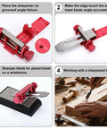 Professional Chisel Sharpening Jig With 400 And 1000 Grit Diamond Stones Precision Angle Fixture For Woodworking Blades in use.