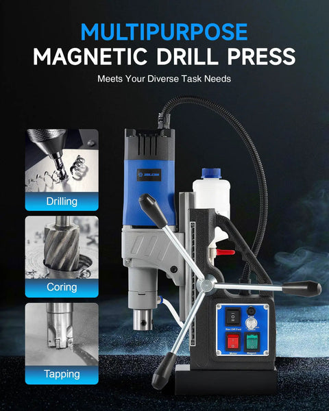 Close-up of Beast 1550W Portable Magnetic Drill Press With 0-580 RPM Stepless Speed And 2 Inch Boring Diameter Reversible Direction