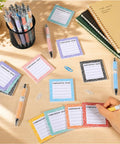 Back To School Must Have 16 Piece Composition Notebook Set With Sticky Notes And Ballpoint Pens, Colorful Notepads And Pens For Students