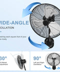 Rock Solid 20 Inch Wall Mount Fan With Heavy Duty Industrial Build High Velocity Oscillating Indoor Outdoor Fan displaying oscillation feature