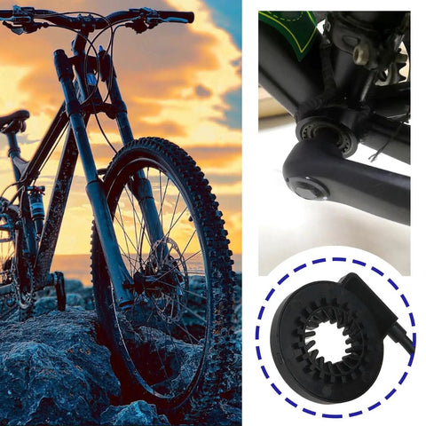3 Pin KT V12L Electric Bicycle Pedal Assist Sensor Magnets For Left Crank Installation, close-up on bike crank and sensor