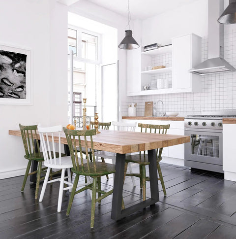 Industrial Metal Table Legs 28 Inch High By 18 Inch Wide With 5cm Thick Square Tubing Rustic Style Dining And Desk Feet in kitchen.