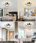 15.74 Inch Dimmable LED Flush Mount Ceiling Light with Remote in bedroom and kitchen displays, modern three-ring black design