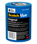4 rolls of Painters Tape Multi Use 1.41 Inch By 60 Yard 4 Roll Pack For Crisp Lines On Walls And Trim Pro Grade Blue Masking Tape