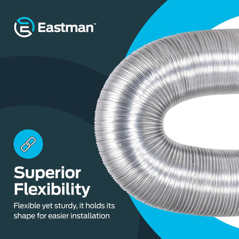 Flexed ArmorFlex Dryer Vent 8 Foot Flexible Aluminum Duct with Clamps Semi-Rigid Fire Resistant Laundry Vent Tubing for Dryers