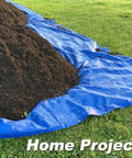 Heavy Duty Waterproof Tarp 8x10 Feet 2 Pack Blue Tarpaulin 8 Mil Thick with soil on grass for coverage