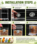 Installation steps for No Sweat Bird Feeder And Water Dispenser Duo For Small Parrots Two Pack Hanging Cage Cups.