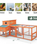 Xlarge Chicken Coop With Nesting Box And Run For Backyard Use, Premium Poultry Cage With Predator Proof Wire, Orange