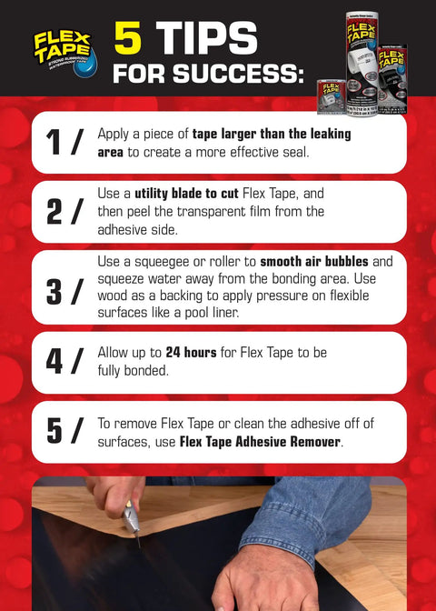 Instructions for using Mini White Rubberized Waterproof Tape For Leak Sealing And Patch Jobs Indoor Outdoor Use Works Underwater Thick Original Tape