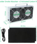 Solder Smoke Absorber Fume Extractor with 60W High Suction Fan, double activated carbon filters, and power cord, dimensions shown.