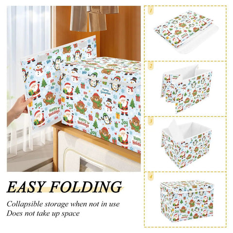 Heavy Duty Foldable Storage Bin With Secure Lid And Easy Grip Handles Built Tough Hollow Frame Collapses Flat for holiday organization