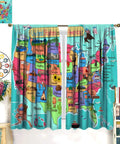 Colorful US Map Curtain Set For Kids Bedroom And Classroom, Cartoon America Design Blackout Window Drapes, 2 Panels, 63x72 Inches