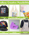 Collage of items made with Printable Heat Transfer Vinyl for Dark Fabric T Shirts 8.5 by 11 Inch Sheets Set of 20 Iron On Transfer Paper