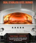 Portable Gas Pizza Oven With 15 Inch Stone, Stainless Steel Backyard Tailgate Ready Pizza Maker, pizza baking inside